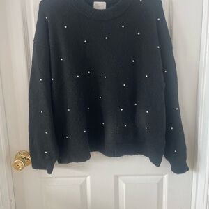 H&M Black Sweater with Rhinestone Accents